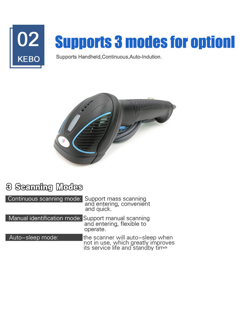 compatible system wireless 1d and 2d qr code barcode scanner 8